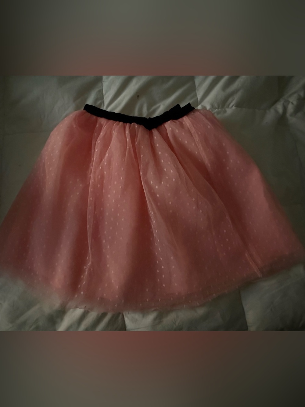 Vintage Gymboree Pink Dot Tulle Skirt with Black Waistband